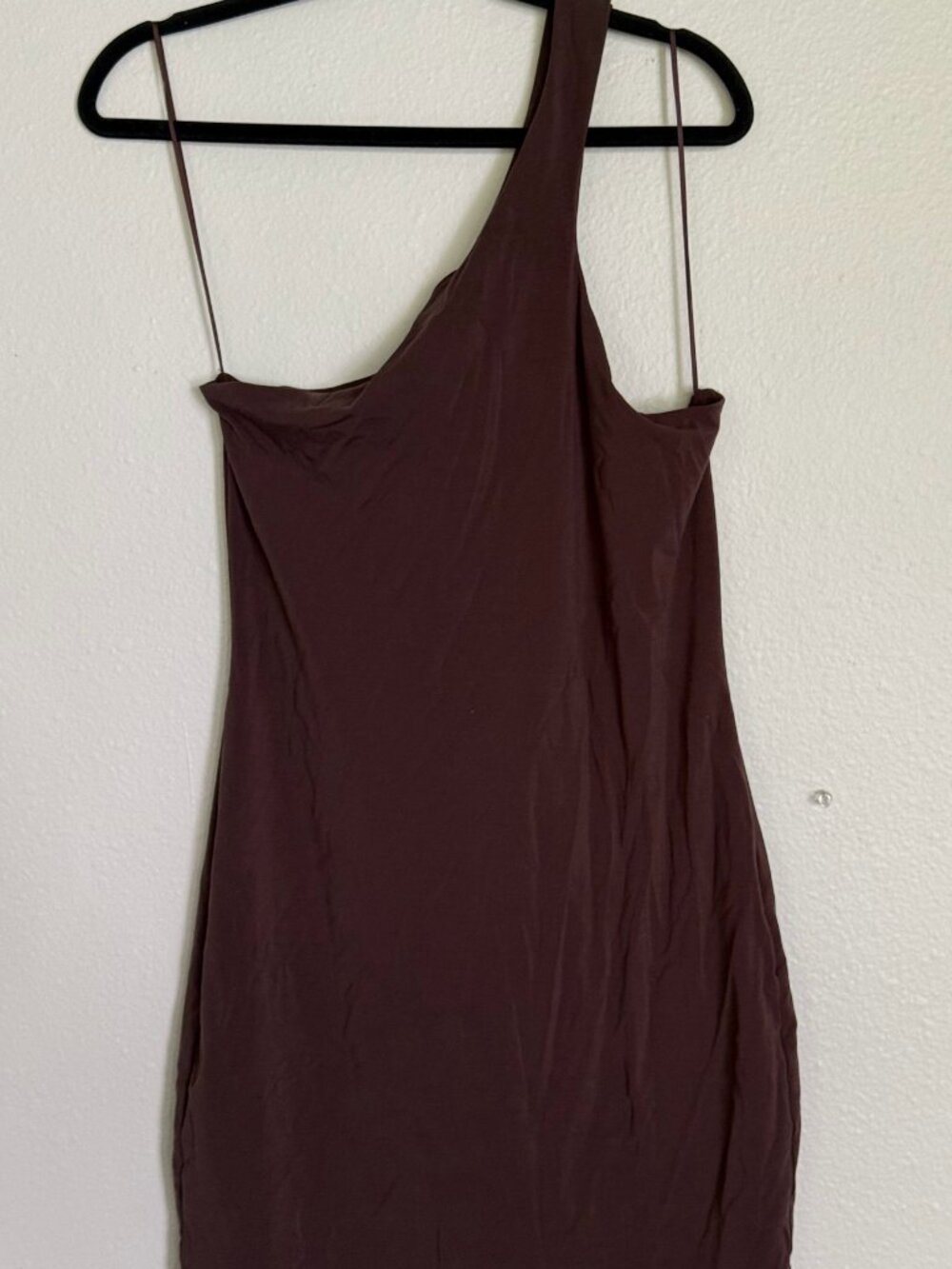 Express Body Contour One Shoulder Mini Dress Brown Espresso Size M